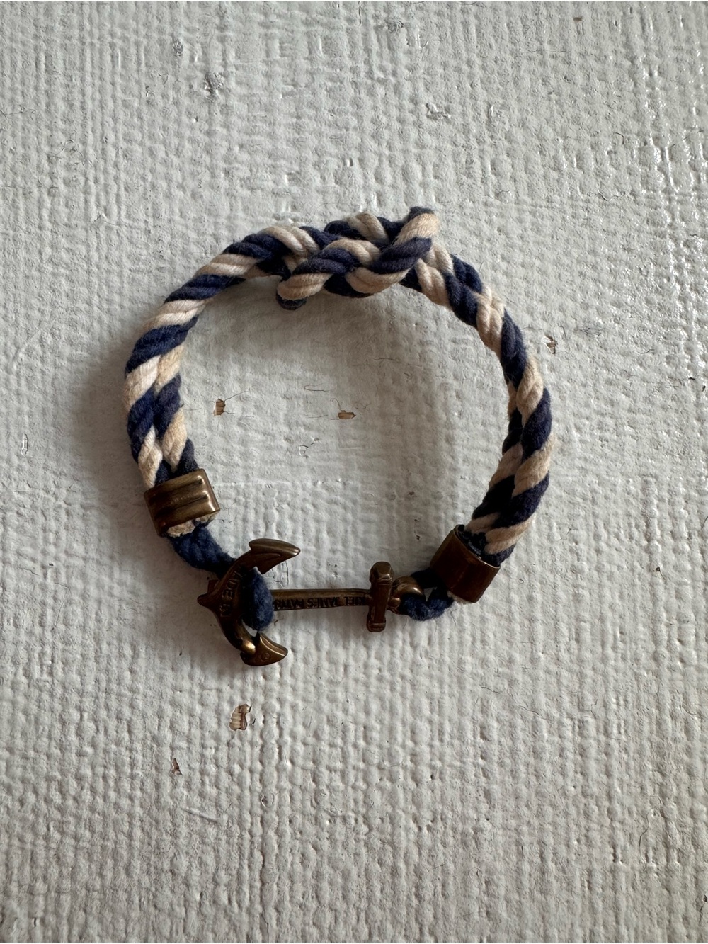 Kiel James Patrick Navy and Cream Rope Anchor Bracelet